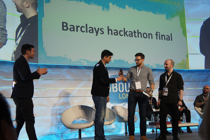 Clement Blanco and Benjamin Maugain winning at the Barclays Hackathon.