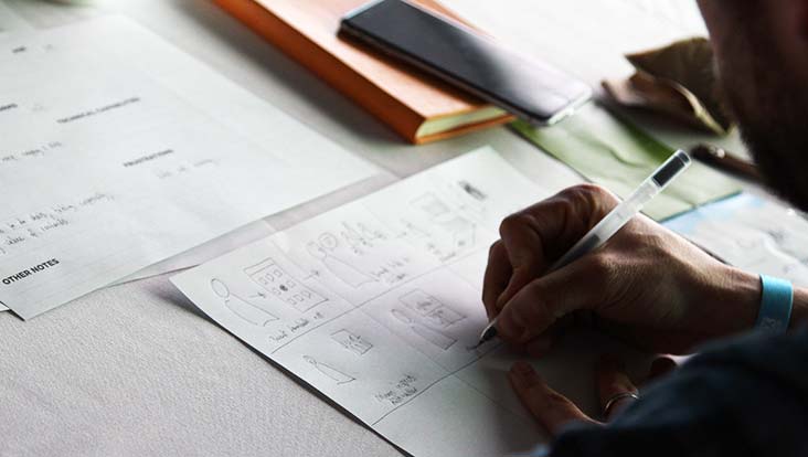 Producing interface sketches for a digital solution.