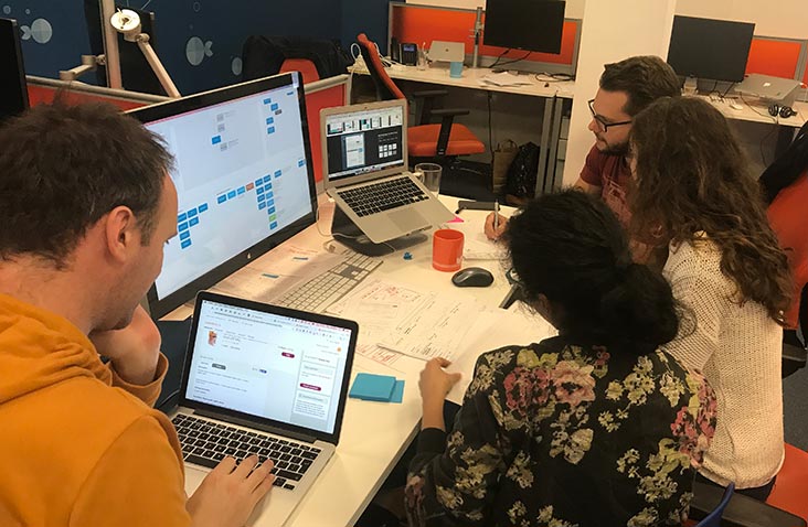 The User Experience team collaborating on complex information architecture.