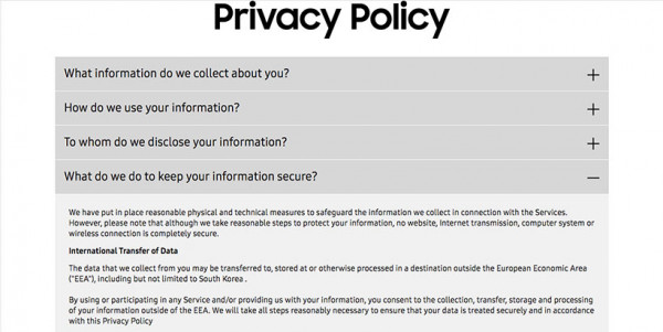 samsung privacy policy