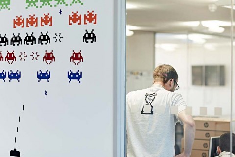 MWR Whiteboard with Space Invaders