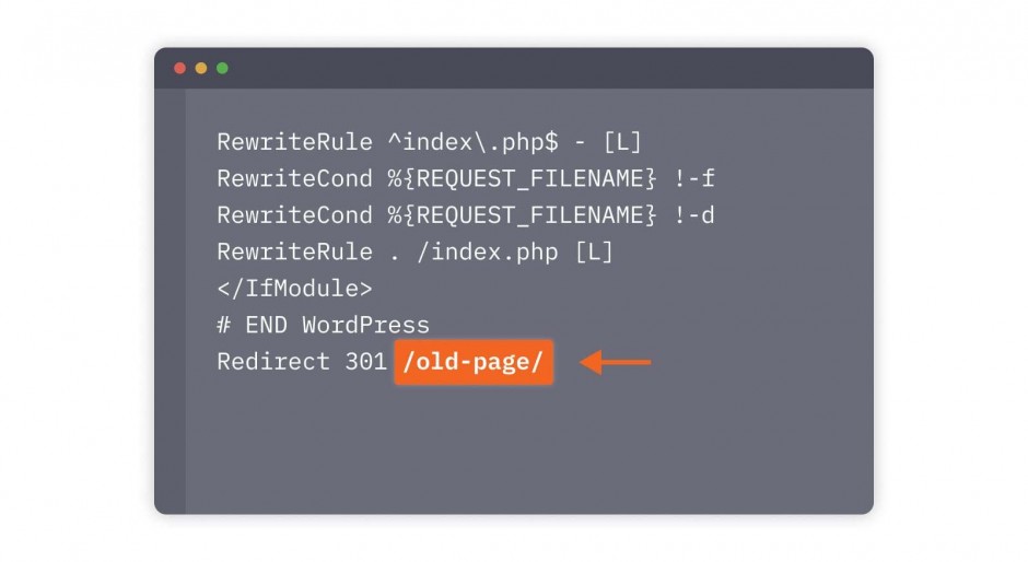 Screenshot of sample 301 redirect