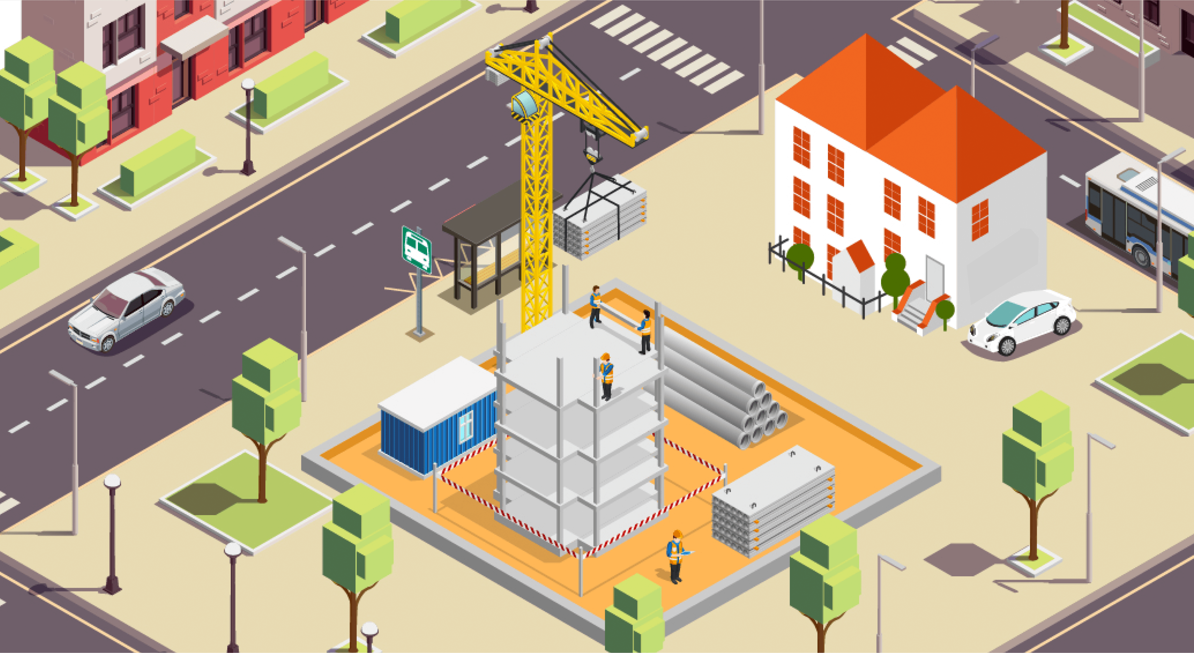 Illustration of building site