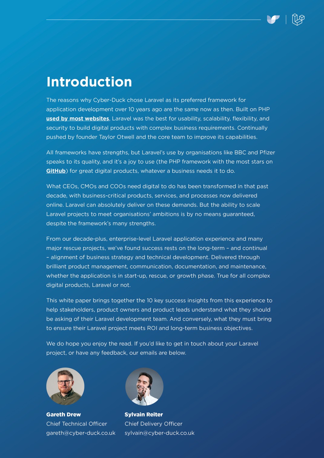 Laravel white paper introduction page