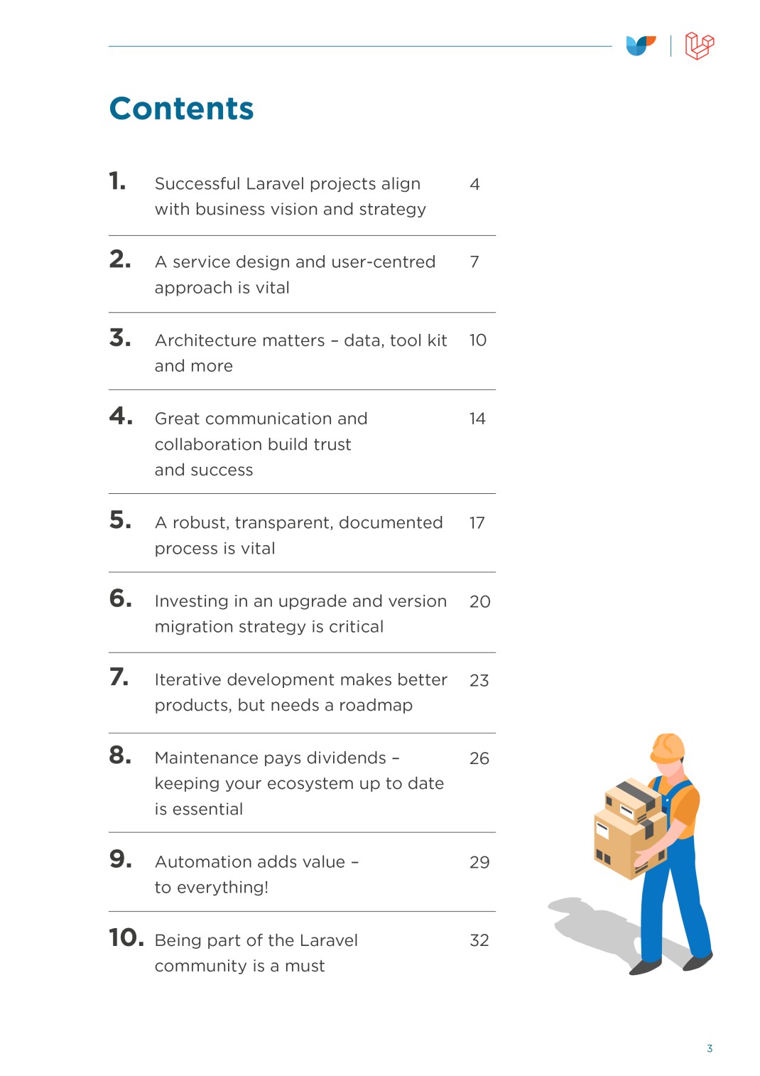 Laravel white paper contents page
