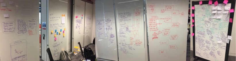 Sketching out ideas and plans on whiteboard