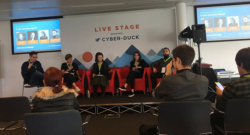 The 'Is the persona dead?' panel at UX LIVE 2018 The 'Is the persona dead?' panel at UX LIVE 2018