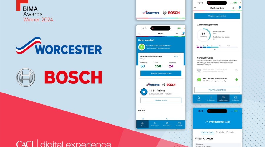 Worcester Bosch Professional mobile app wins BIMA Award 2024