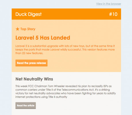 duck digest Duck Digest email campaign screenshot