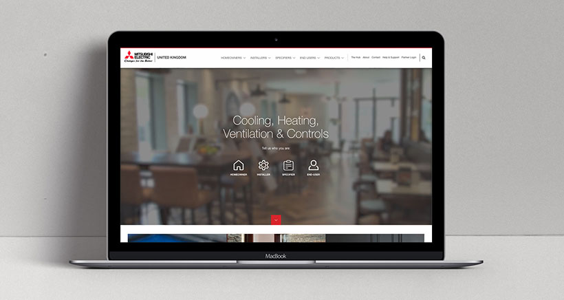 Mitsubishi Electric LES website on a Macbook Mitsubishi Electric's new Living Environment Systems website is our latest major client launch.