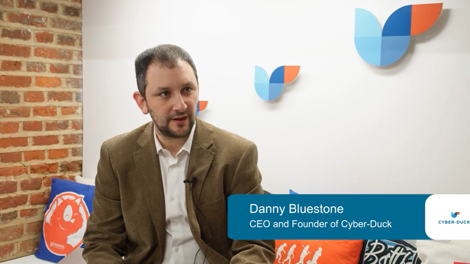 Danny Bluestone, CEO and Founder of Cyber-Duck, speaking about digital transformation in the Sky show.