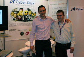 Danny Bluestone at an exhibition with Cyber-Duck in 2005