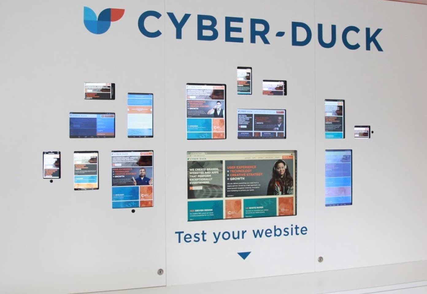 Cyber-Duck Wall of Devices to test responsive web design performance