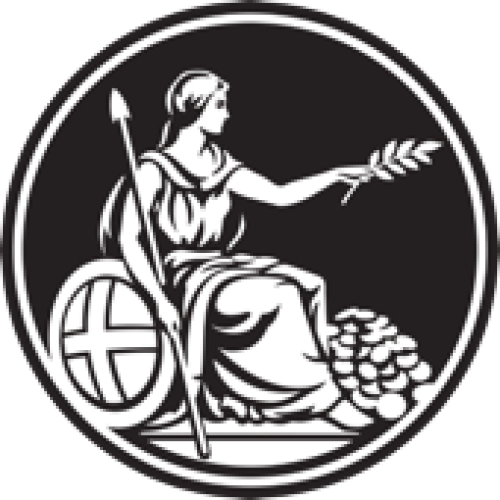 Monochrome seal for Bank Of England featuring a sitting Britannia