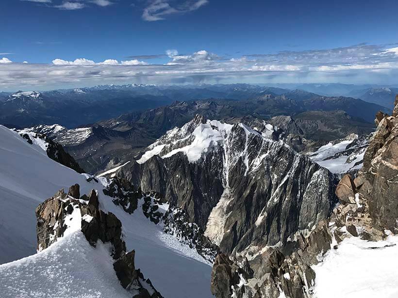 The view from the ascent of Mont Blanc