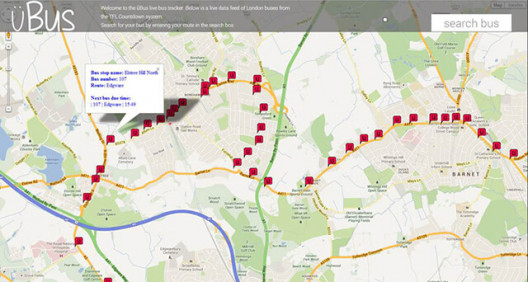 uBus screenshot of design created for Quack Hack 2013