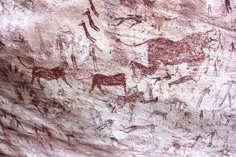 Paintings found in the Cave of Beasts, Africa