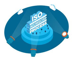 illustrated monument of iso accredited process sign
