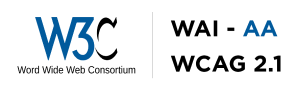 W3C WCAG AA standards and version 2.1 logos