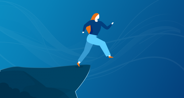 An illustration of a person stepping off the end of a road, representing the end of Drupal 8.