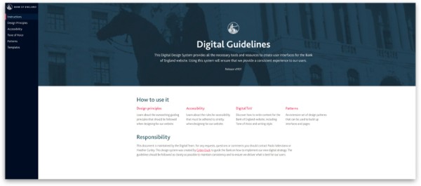 Screenshot of the Bank of England Design Guidelines.